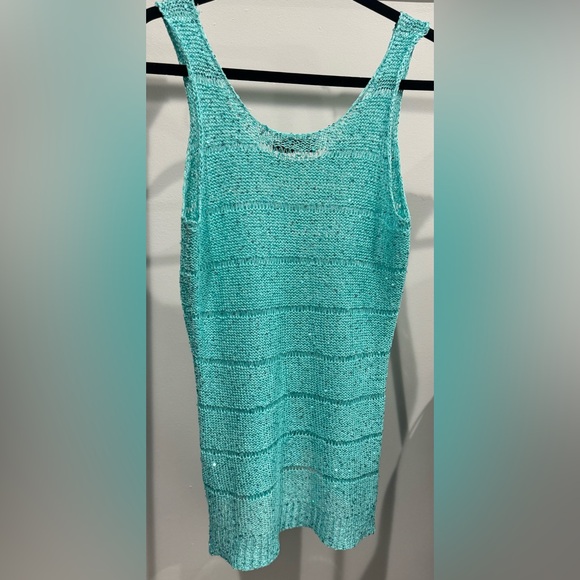 Moon River Turquoise Sequin Tank Top Size M/L - Picture 2 of 16